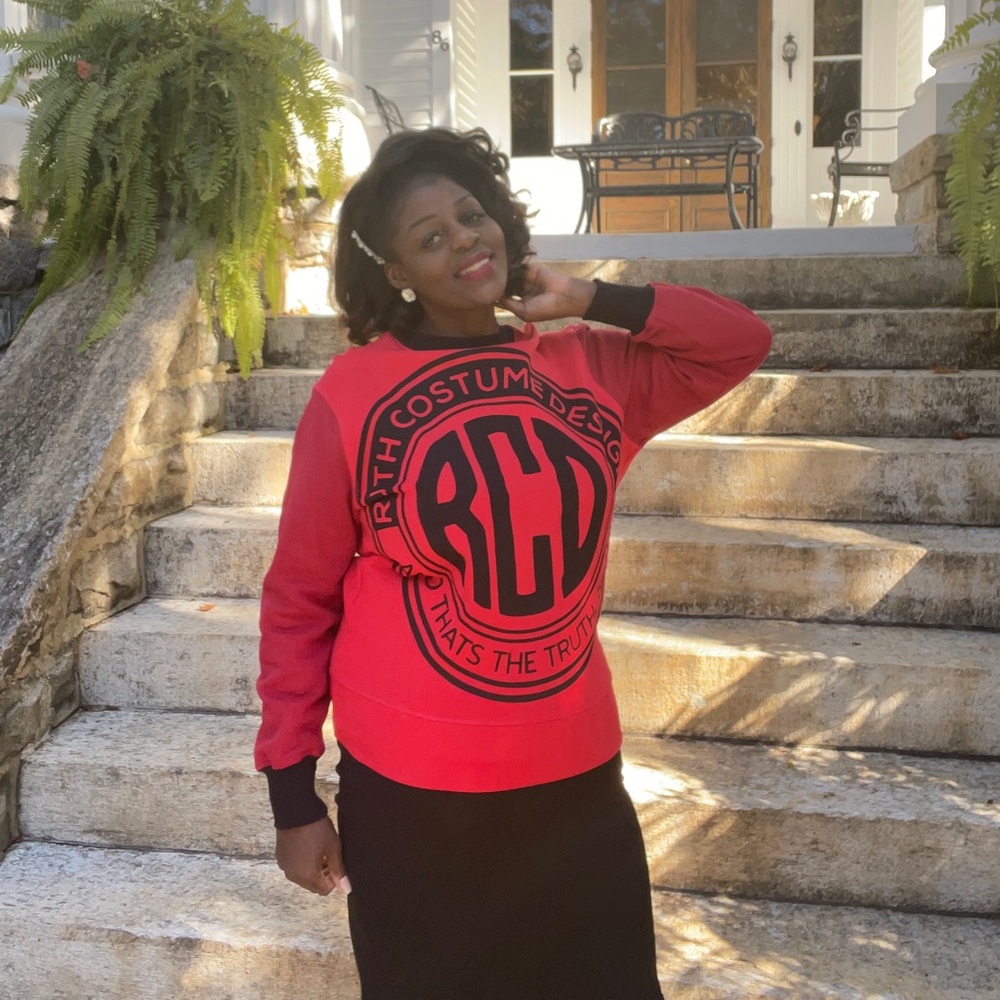 Red Color Block Ruth Costume Sweater - Picture 2 of 5